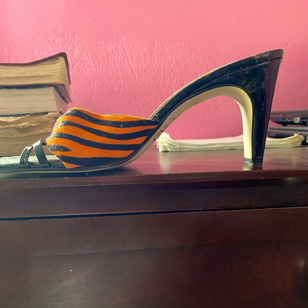 Black and orange slip on sandal great condition